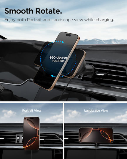 Spigen SGP OneTap Pro 4 Qi2 Suport Auto pentru Telefon cu magnet și Încărcare Wireless MagSafe Neagră