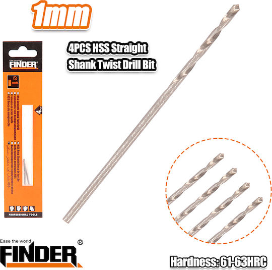Finder Set of 4 Drills with Cylindrical Shank for Metal