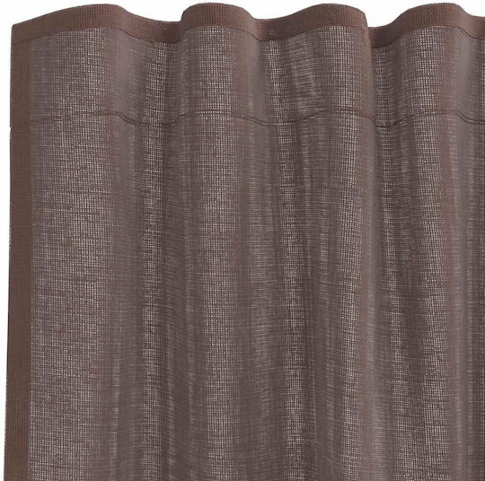 vidaXL Σετ Κουρτίνες με Τιράντες Voile Καφέ 140x225εκ.