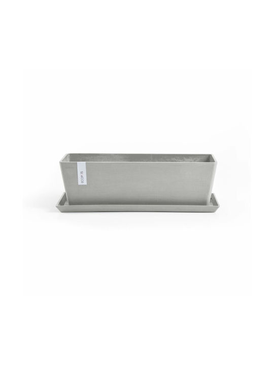 Ecopots Bruges Planter Box Plastic White Grey 65x17x17cm.