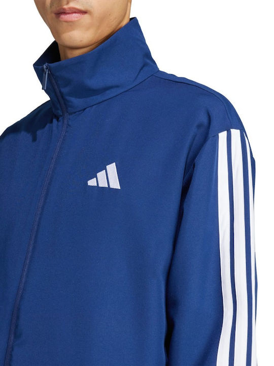 3-Stripes French Terry Σετ Φόρμας Γυαλιστερό με Λάστιχο Blue