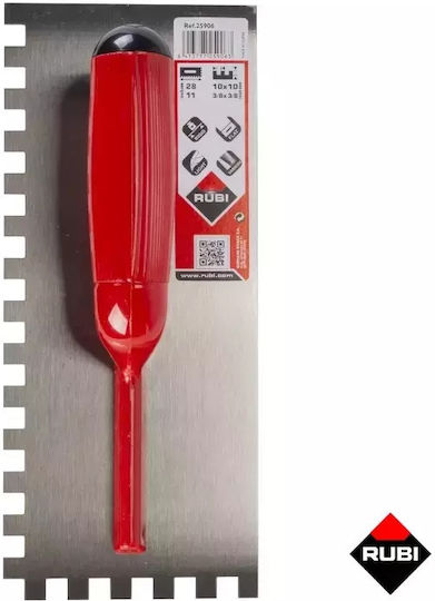 Rubi Σπάτουλα Μεταλλική Οδοντωτή 10x10mm με Μεταλλική Λαβή 25906
