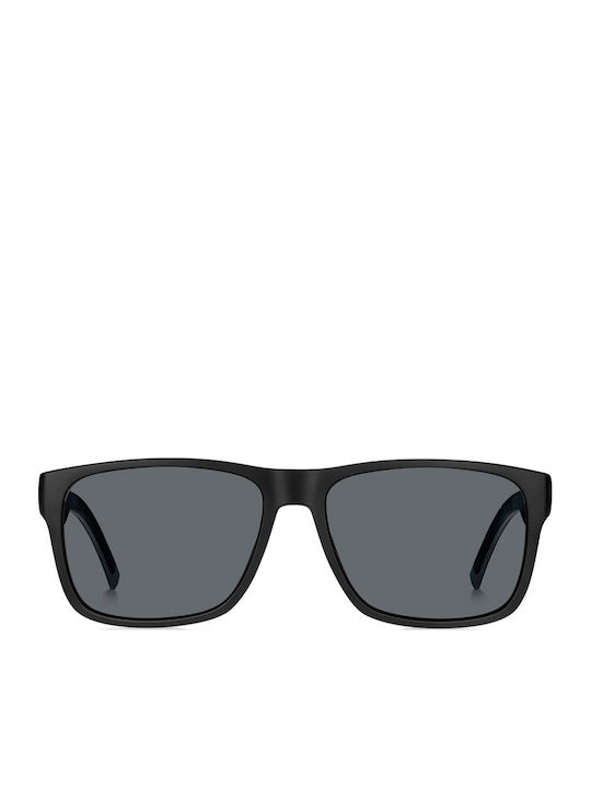 Tommy Hilfiger Men's Sunglasses with Black Horn-Rimmed Frame and Grey Lens TH1718/S 08A/IR
