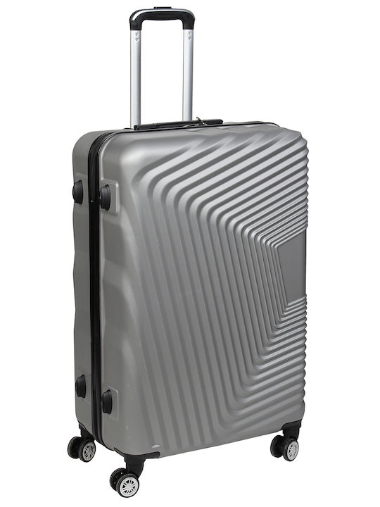 Keskor Large Hard Silver Suitcase With 4 Wheels Height 74cm