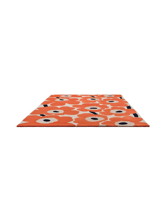 Marimekko Unikko Lucrat manual Covor Rectangular Orange Red