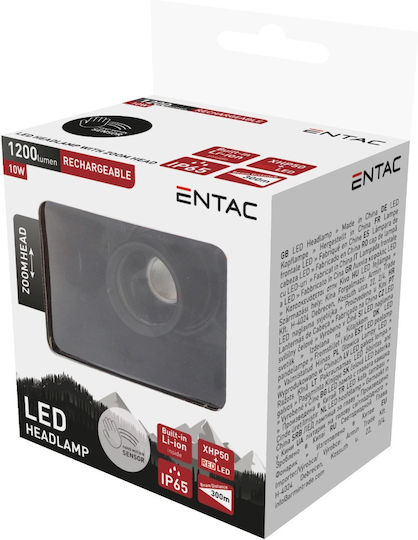 Entac Φακός Κεφαλής LED IP65 με Μέγιστη Φωτεινότητα 1200lm EHL-ZH-10W-R