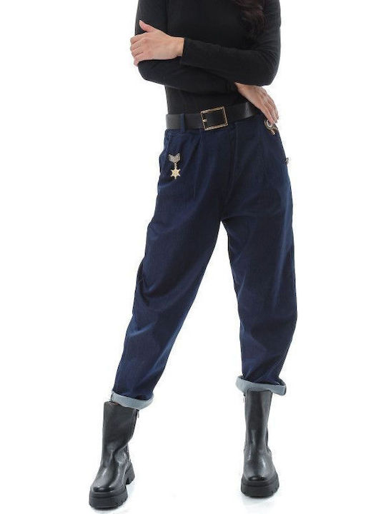 Blaue Stoffhose mit Denim-Look
