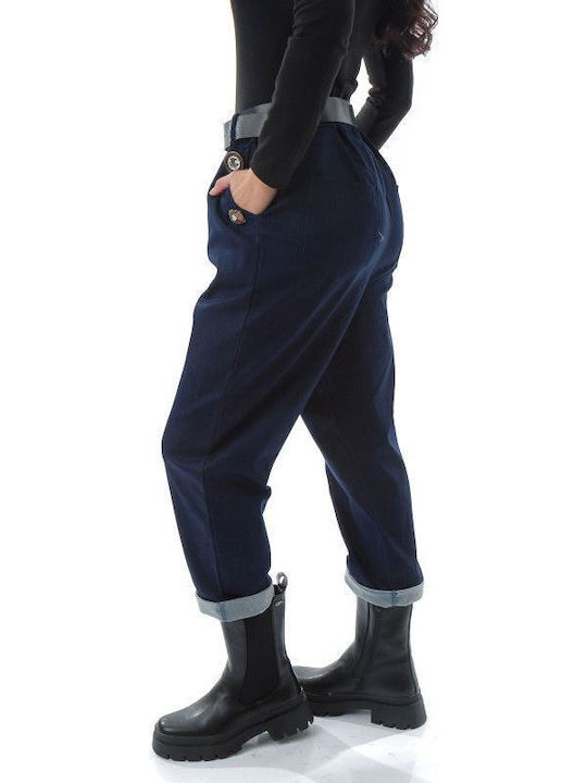Blaue Stoffhose mit Denim-Look