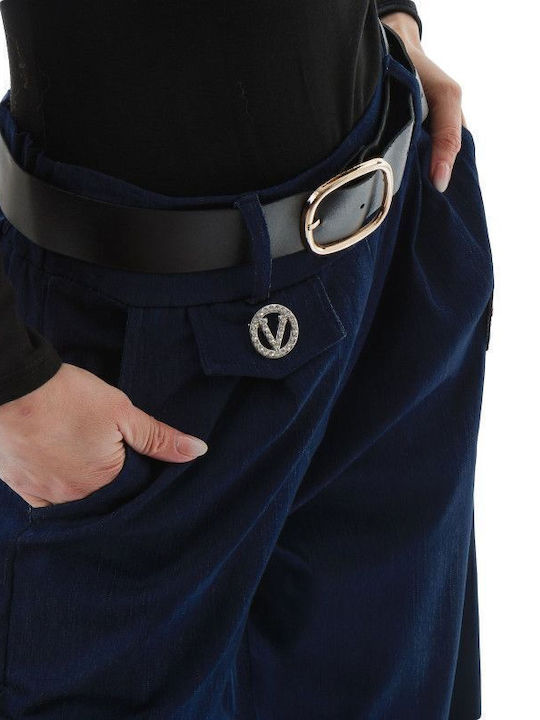 Pantaloni din material albastru cu aspect de denim