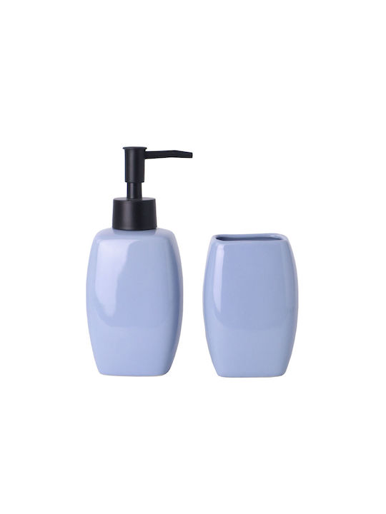 Ceramic Bathroom Accessory Set Blue 2pcs