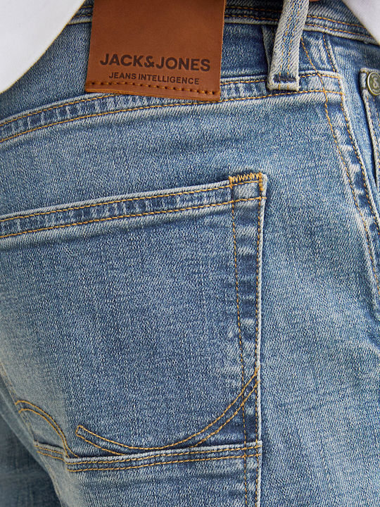 Ανδρικό Παντελόνι Τζιν Ελαστικό με Slim Straight Εφαρμογή Μπλε