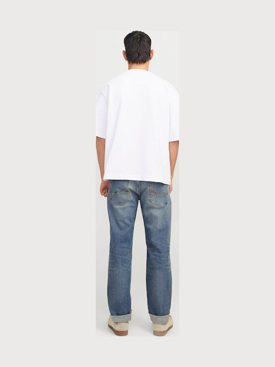 Ανδρικό Παντελόνι Τζιν Ελαστικό με Slim Straight Εφαρμογή Μπλε