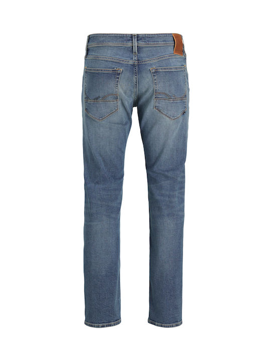 Ανδρικό Παντελόνι Τζιν Ελαστικό με Slim Straight Εφαρμογή Μπλε
