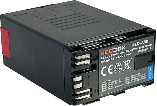 Hedbox Μπαταρία Βιντεοκάμερας HED-A60 6700mAh Συμβατή με Canon με 2x εξόδους D-Tap και 1x έξοδο USB-A 0736530981105