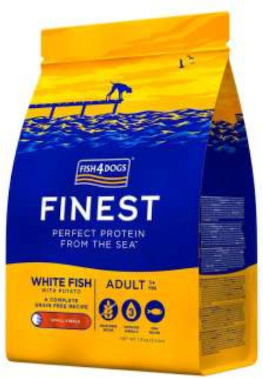 Fish4Dogs Finest Adult White Small Kibble 1.5kg Dry Food Grain-Free & Gluten-Free for Adult Small Breed Dogs with Fish