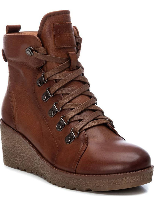 Leder Stiefeletten Damen Tabac Braun