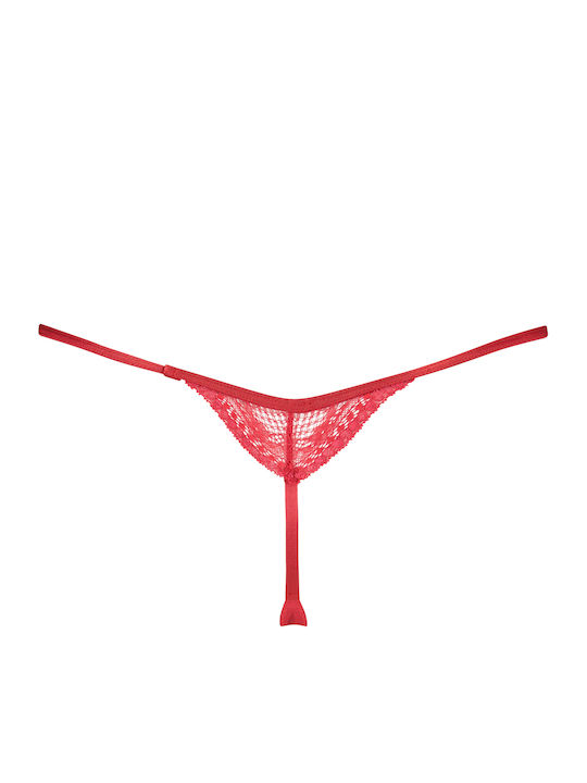 Women's String with Lace tango red