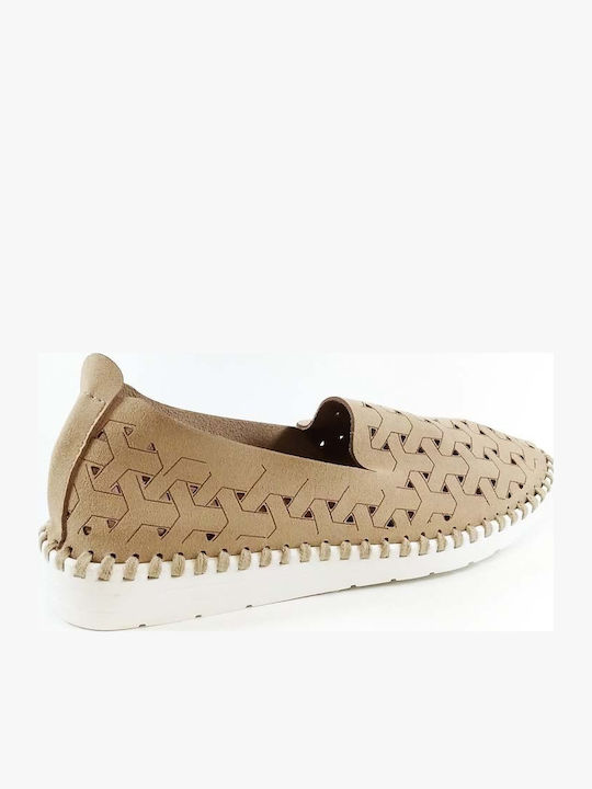 Ανατομικά Γυναικεία Slip-On από Συνθετικό Δέρμα Μπεζ