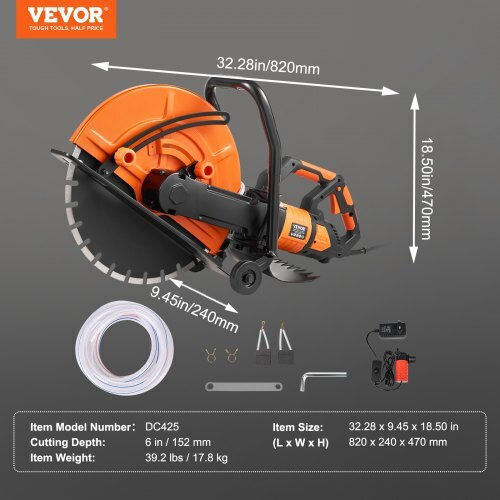 Vevor Electric Building Materials Cutter with 406.4mm Disc Diameter and 3600rpm Speed 3200W