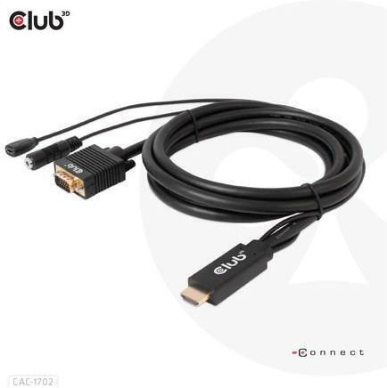 Club3d Hdmi To Vga Cable M M 2m/6.56ft 28awg