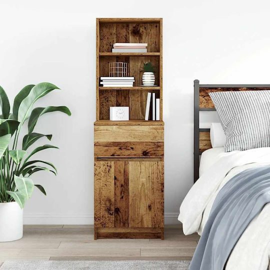Wooden Bedside Table Old Wood 39x35x125cm