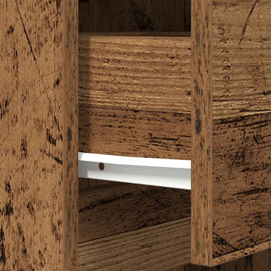 Wooden Bedside Table Old Wood 39x35x125cm
