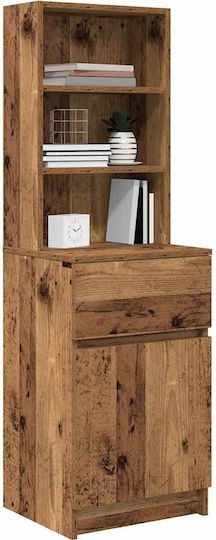 Wooden Bedside Table Old Wood 39x35x125cm