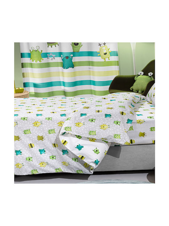 Saint Clair Set Kids Duvet Cover Single with Pillowcase Cotton Lime 165x225cm