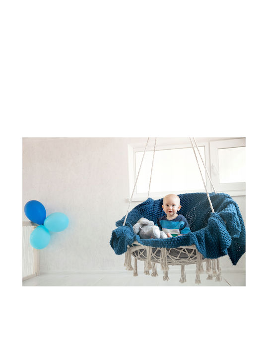Hängende Garten & Veranda Schaukel mit Kissen 2 Sitze Stoff Gray Belastbarkeit bis 300kg L130xB73xH100cm