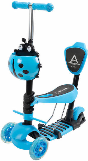 Action One Kids Scuter 3 Roți Cu Scaun Smart Kid 5 În 1 Albastru