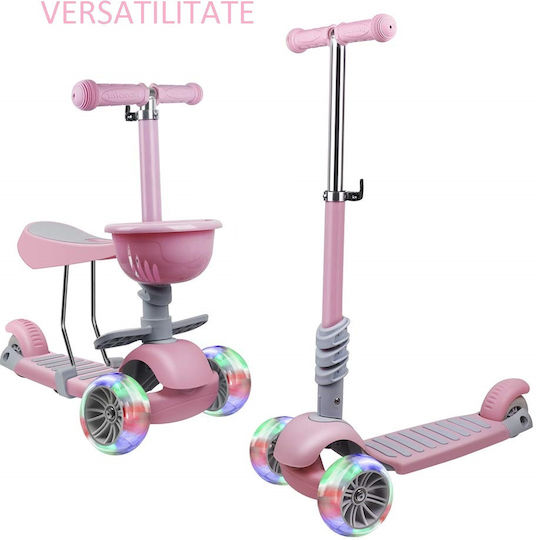 Action One Kids Scooter 3-Wheel with Seat Pink