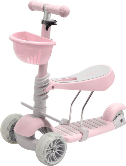 Action One Kids Scooter 3-Wheel with Seat Pink