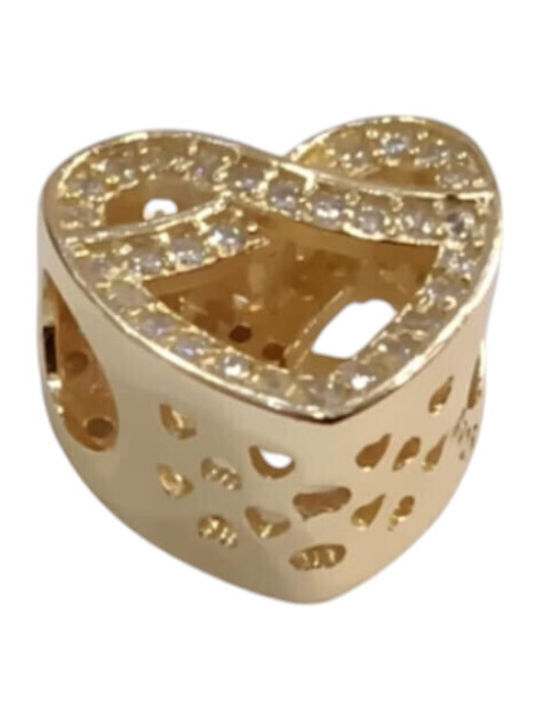 Kalliopi Silver Herz Charm aus Vergoldetem Silber mit Zirkon