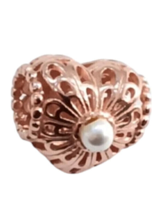 Kalliopi Silver Pink Heart Charm Made of Gold Plated Silver in Pink