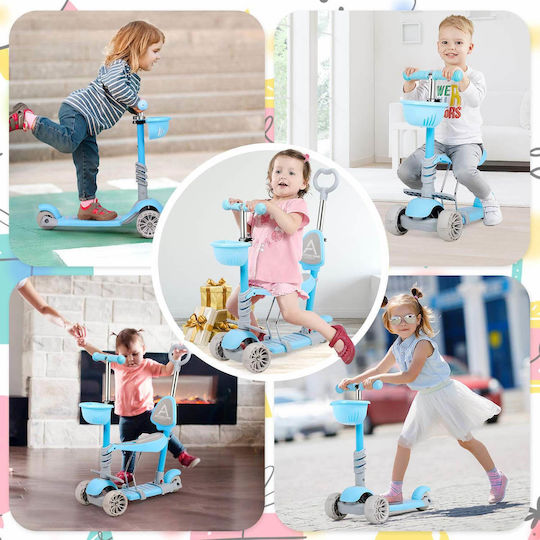 Action One Kids Scooter 3-Wheel with Seat for 12+ Months Light Blue