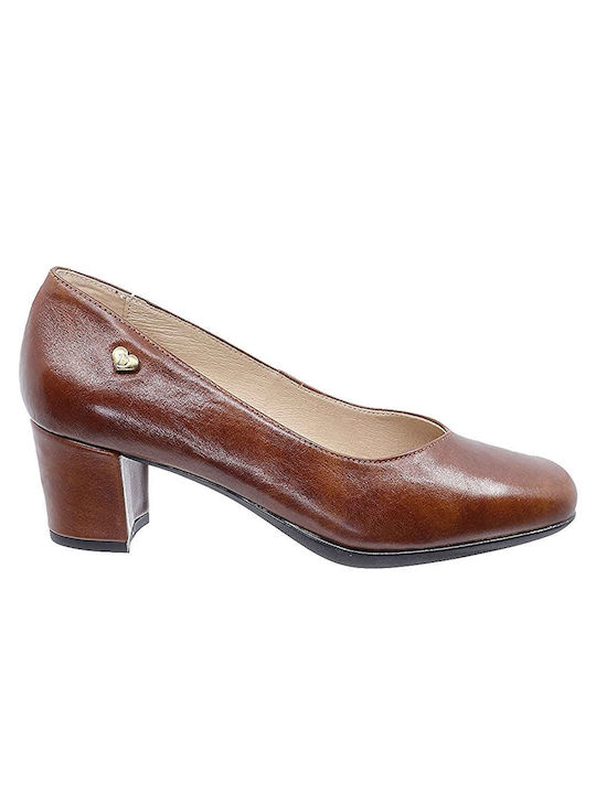 D Chicas Leather Tabac Brown Heels