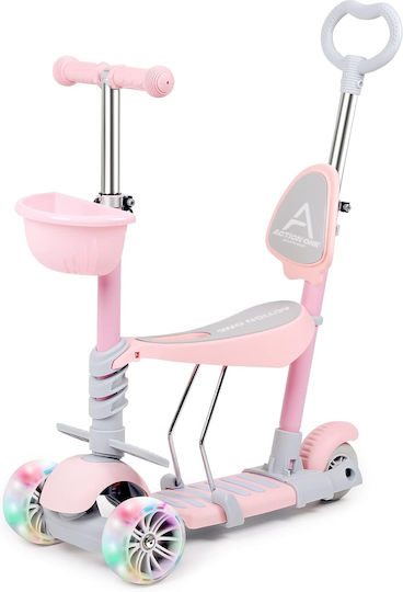 Action One Kids Scooter 3-Wheel with Seat for 12+ Months Pink