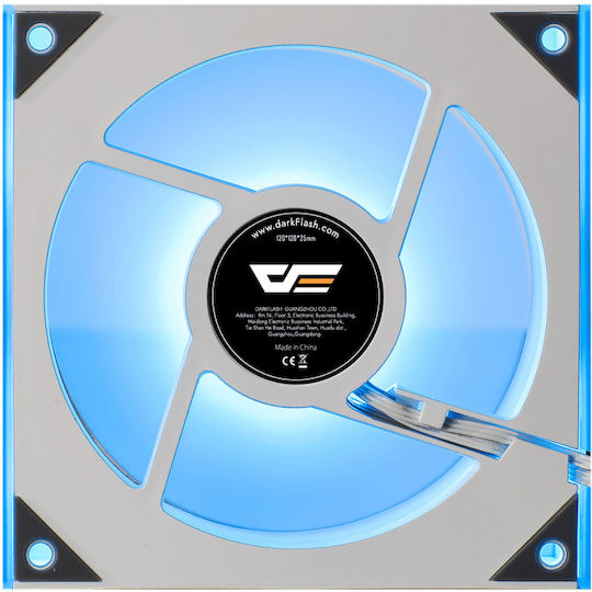 Darkflash DM8 Case Fan 120mm with ARGB Lighting and Connection 3-Pin / 4-Pin PWM 1pcs White