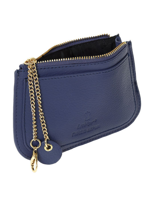 Small Leather Women's Wallet Classic with RFID Blue