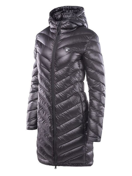 Women's Long Puffer Jacket for Winter with Hood Black