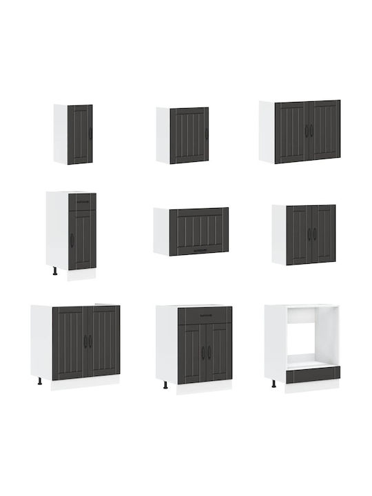 Set Dulapuri de Bucătărie 14 Piese Lucca Negru Lemn Prelucrat Negru 3314982