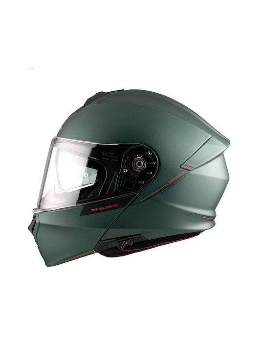 MT Genesis Green Matt A6 Κράνος Μηχανής Flip-Up DOT / ECE 22.06 1650gr με Sunvisor