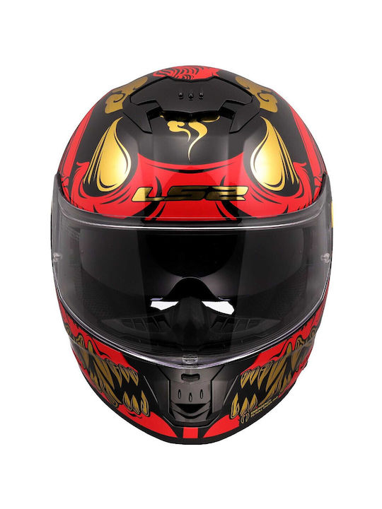 LS2 Stream II FF808 Drako Gloss Black/Red Motorradhelm Volles Gesicht ECE 22.06 1550gr mit Sonnenblende