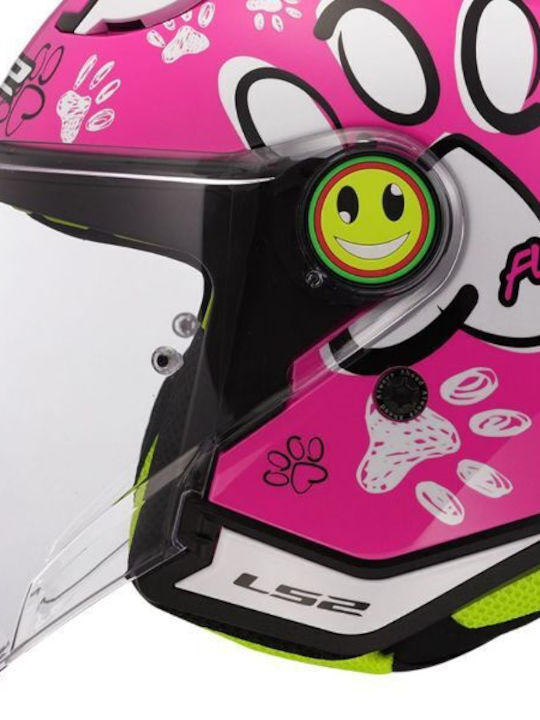LS2 Funny II Paws Pink Παιδικό Κράνος Μηχανής Jet ECE 22.06 1100gr