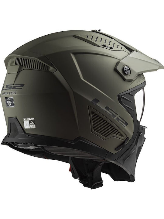 LS2 Drifter OF606 Solid Matt Sand Motorcycle Helmet Modular ECE 22.06 1300gr