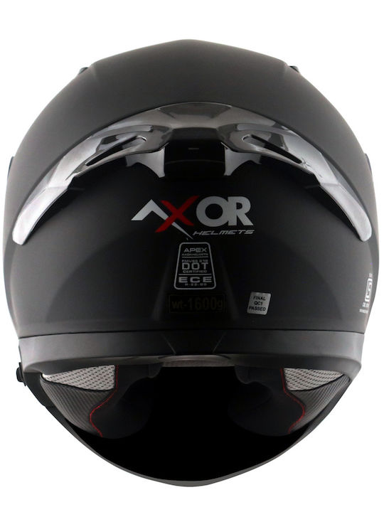 Axor Apex Solid Black Mat Motorcycle Helmet Full Face ECE 22.06 1600gr with Pinlock and Sunvisor