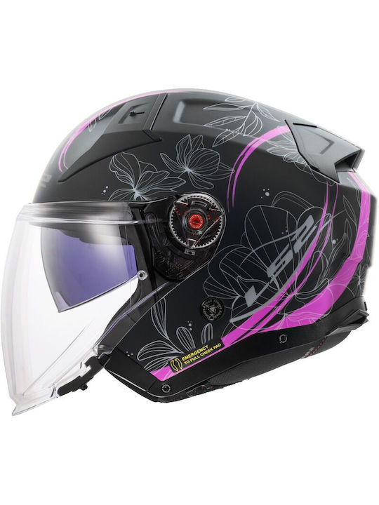 LS2 Infinity II OF603 Lotus Matt Pink Motorradhelm Jet ECE 22.06 1400gr mit Sonnenblende