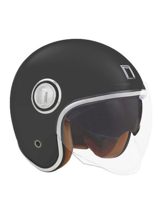 Nox Heritage Matt Black Motorcycle Helmet Jet 1350gr with Sunvisor