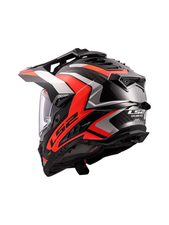 LS2 MX701 C Explorer Frontier II Gloss Orange Motorcycle Helmet On-Off ECE 22.06 1450gr with Pinlock and Sun Visor