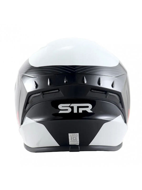 STR Libra Black/White/Orange Motorradhelm Volles Gesicht ECE 22.05